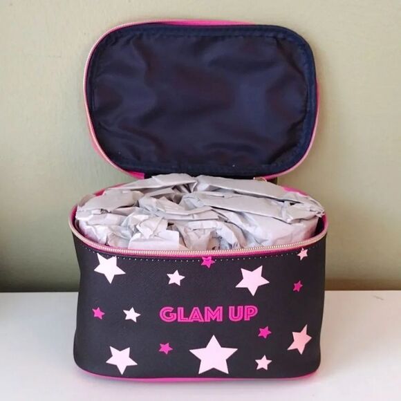 French Bull Black Pink Glam Up Large Cosmetic Travel Case Organizer NWT - Picture 15 of 16